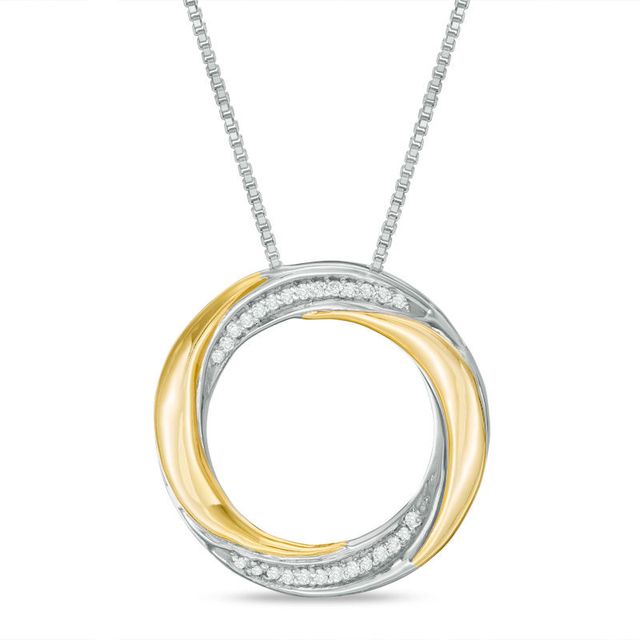 Convertibilities 0.16 CT. T.W. Diamond Swirl Circle Three-in-One Pendant in Sterling Silver and 10K Gold|Peoples Jewellers