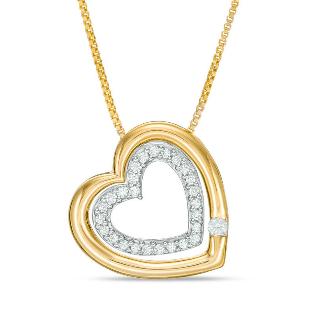 Convertibilities 0.10 CT. T.W. Diamond Heart Three-in-One Pendant in Sterling Silver and 10K Gold|Peoples Jewellers