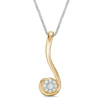 Convertibilities 0.16 CT. T.W. Diamond Swirl Drop Teardrop Three-in-One Pendant in Sterling Silver and 10K Gold|Peoples Jewellers