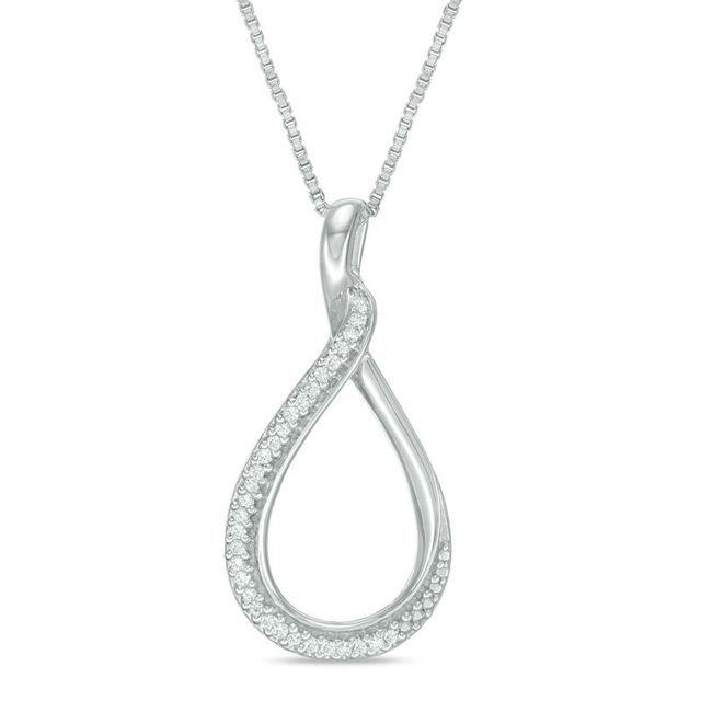 Convertibilities 0.16 CT. T.W. Diamond Swirl Drop Teardrop Three-in-One Pendant in Sterling Silver and 10K Gold|Peoples Jewellers