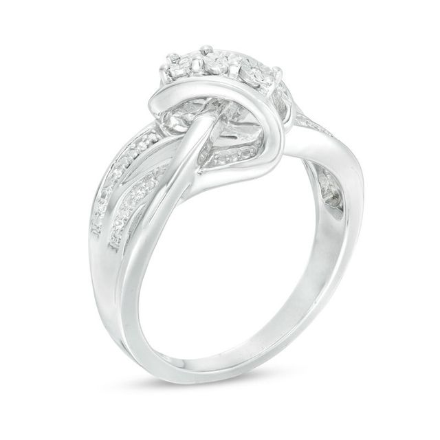 Diamond Accent Three Stone Crossover Ring in Sterling Silver|Peoples Jewellers