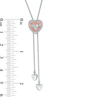 0.07 CT. T.W. Diamond Heart Frame Lariat-Style Bolo Necklace in Sterling Silver and 10K Rose Gold - 26"|Peoples Jewellers