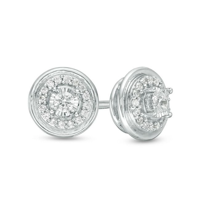 0.20 CT. T.W. Diamond Frame Stud Earrings in Sterling Silver|Peoples Jewellers