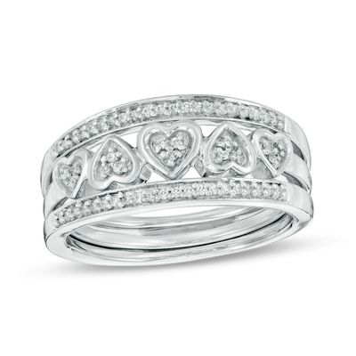 Convertibilities 0.16 CT. T.W. Diamond Heart Three-in-One Ring in Sterling Silver|Peoples Jewellers