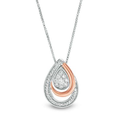 Convertibilities 0.20 CT. T.W. Composite Diamond Teardrop Three-in-One Pendant in 10K Two-Tone Gold|Peoples Jewellers