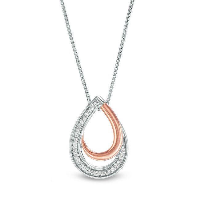 Convertibilities 0.20 CT. T.W. Composite Diamond Teardrop Three-in-One Pendant in 10K Two-Tone Gold|Peoples Jewellers