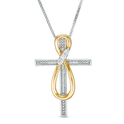 Convertibilities 0.13 CT. T.W. Diamond Infinity Cross Three-in-One Pendant in Sterling Silver and 10K Gold|Peoples Jewellers