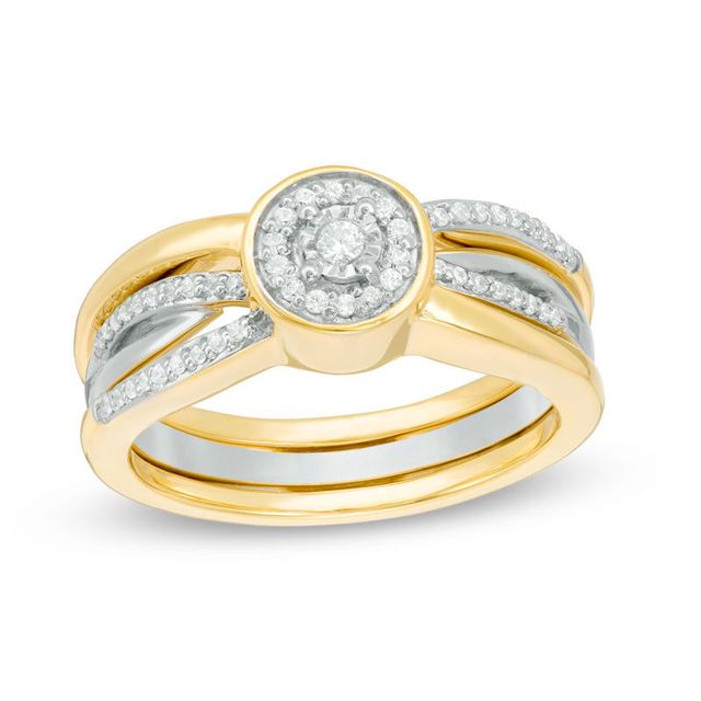 Convertibilities 0.20 CT. T.W. Diamond Crossover Three-in-One Ring in Sterling Silver and 10K Gold|Peoples Jewellers