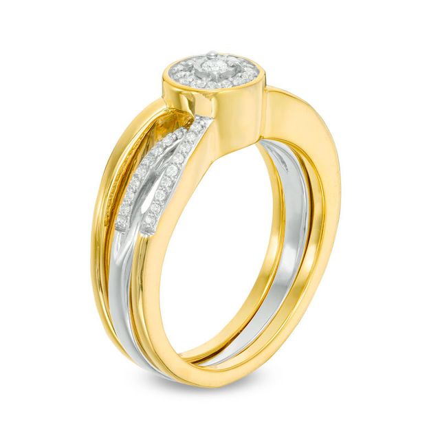 Convertibilities 0.20 CT. T.W. Diamond Crossover Three-in-One Ring in Sterling Silver and 10K Gold|Peoples Jewellers