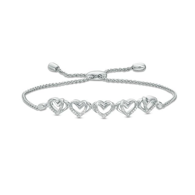 The Kindred Heart from Vera Wang Love Collection CT. T.W. Diamond Bolo Bracelet in Sterling Silver