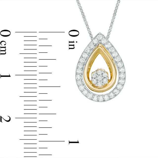 Convertibilities 0.25 CT. T.W. Composite Diamond Teardrop Frame Three-in-One Pendant in Sterling Silver and 10K Gold|Peoples Jewellers