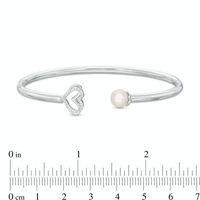 The Kindred Heart from Vera Wang Love Collection Freshwater Cultured Pearl and Diamond Bangle in Sterling Silver-7.5"|Peoples Jewellers