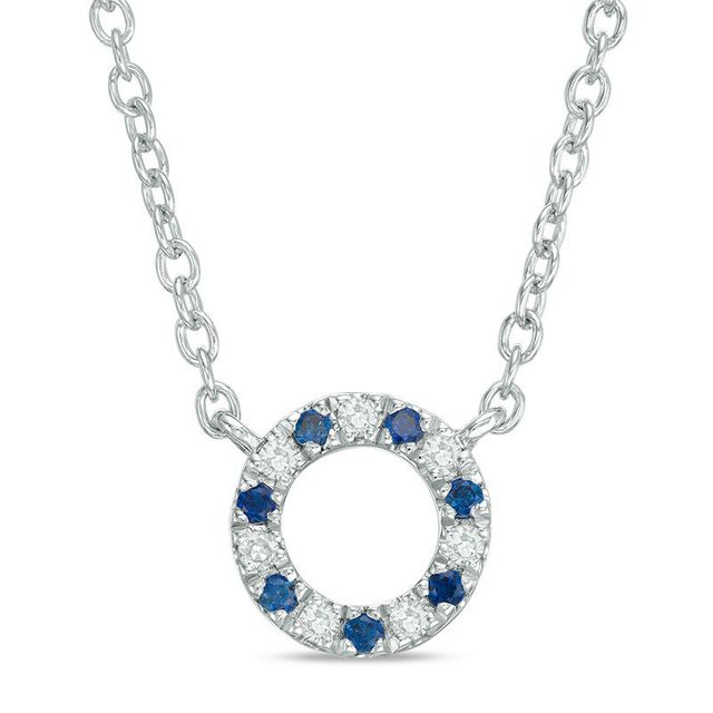 Vera Wang Love Collection Blue Sapphire and Diamond Accent Open Circle Necklace in Sterling Silver - 19"|Peoples Jewellers