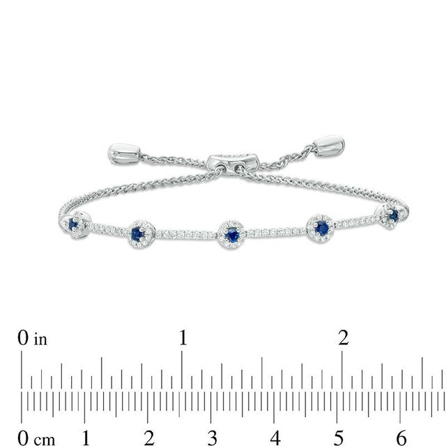 Vera Wang Love Collection Blue Sapphire and 0.30 CT. T.W. Diamond Bolo Bracelet in Sterling Silver - 9.5"|Peoples Jewellers