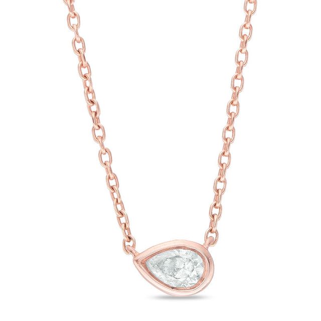 0.09 CT. Pear-Shaped Diamond Solitaire Necklace in 10K Rose Gold|Peoples Jewellers