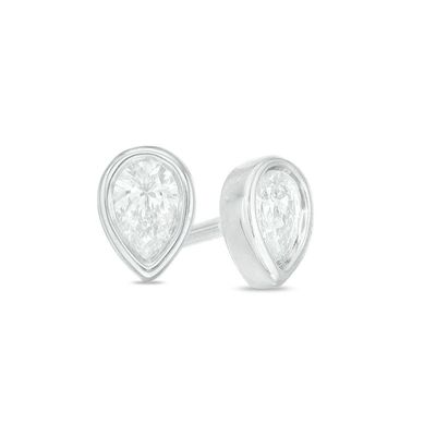 0.15 CT. T.W. Pear-Shaped Diamond Solitaire Stud Earrings in 10K White Gold|Peoples Jewellers