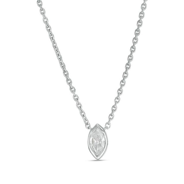 0.10 CT. Marquise Diamond Solitaire Pendant in 10K White Gold|Peoples Jewellers
