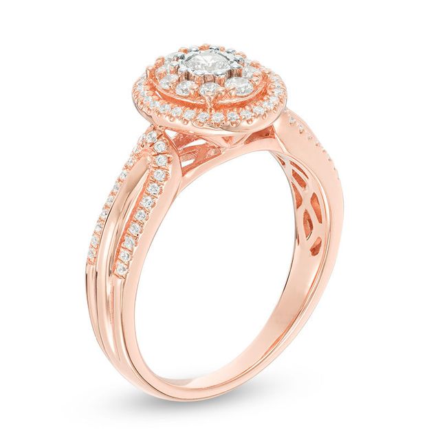 0.45 CT. T.W. Diamond Double Oval Frame Engagement Ring in 10K Rose Gold|Peoples Jewellers