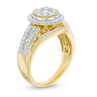 CT. T.W. Composite Diamond Frame Multi-Row Vintage-Style Engagement Ring in 10K Gold|Peoples Jewellers