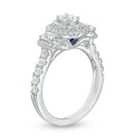 Vera Wang Love Collection 1.23 CT. T.W. Oval Diamond Three Stone Frame Engagement Ring in 14K White Gold|Peoples Jewellers