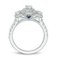 Vera Wang Love Collection 1.23 CT. T.W. Oval Diamond Three Stone Frame Engagement Ring in 14K White Gold|Peoples Jewellers