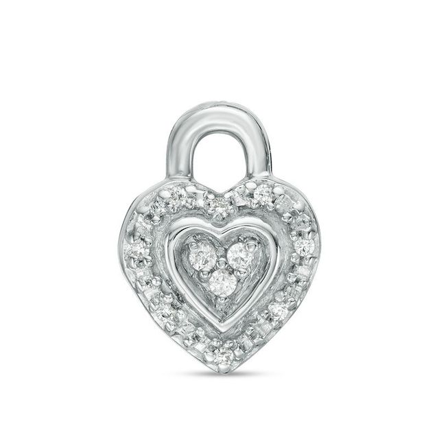 Diamond Accent Heart Lock Single Stud Earrings in Sterling Silver|Peoples Jewellers