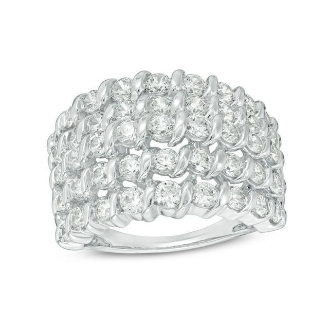 2.00 CT. T.W. Diamond Spiral Multi-Row Anniversary Ring in 10K White Gold