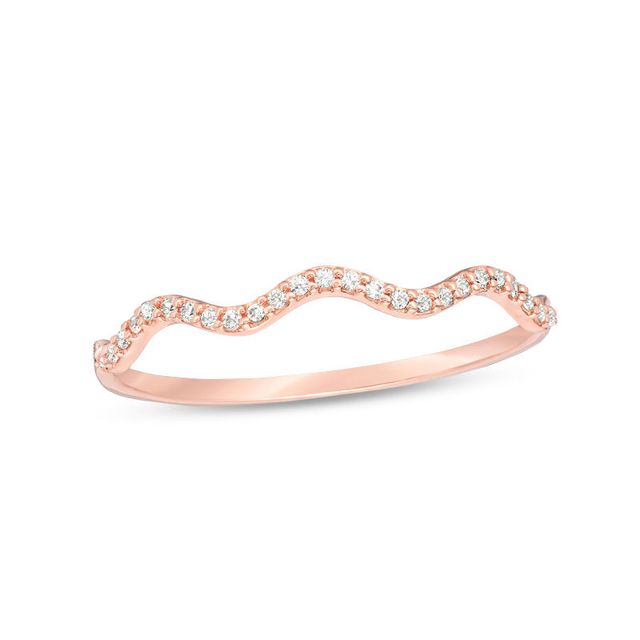 0.065 CT. T.W. Diamond Wave Band in 10K Rose Gold