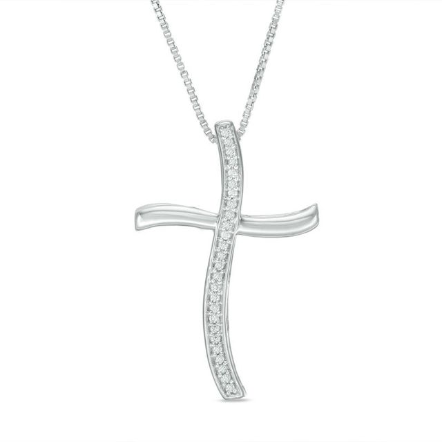 Convertibilities 0.10 CT. T.W. Diamond Curve Cross Three-in-One Pendant in Sterling Silver|Peoples Jewellers