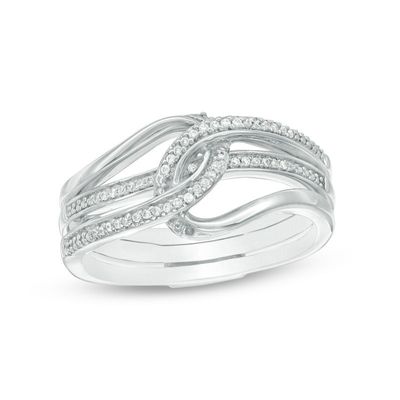 Convertibilities 0.10 CT. T.W. Diamond Interlocking Loops Three-in-One Ring in Sterling Silver|Peoples Jewellers