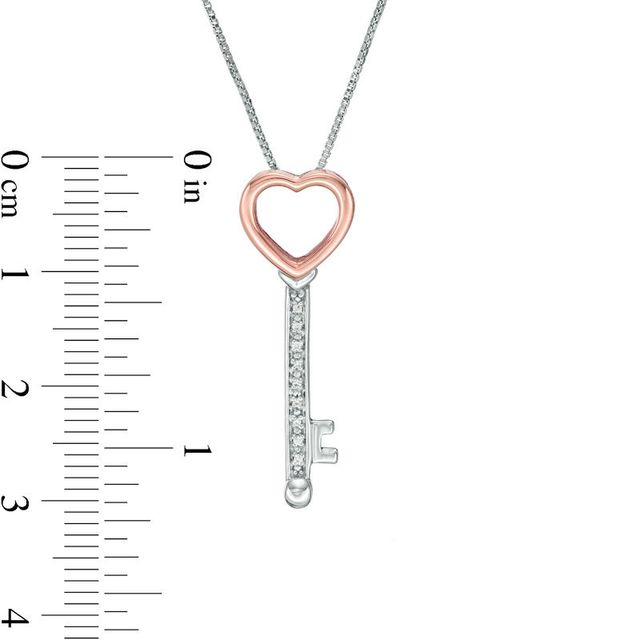 Convertibilities 0.05 CT. T.W. Diamond Heart-Top Key and Lock Three-in-One Pendant in Sterling Silver and 10K Rose Gold|Peoples Jewellers