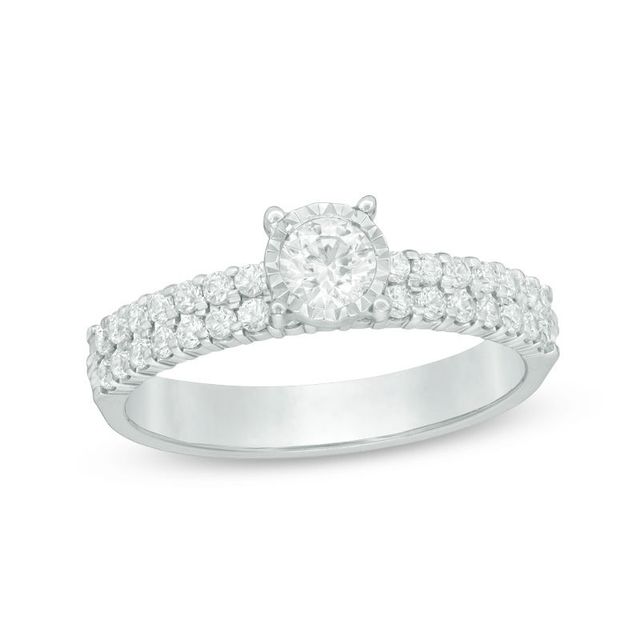 0.60 CT. T.W. Diamond Double Row Engagement Ring in 14K White Gold|Peoples Jewellers