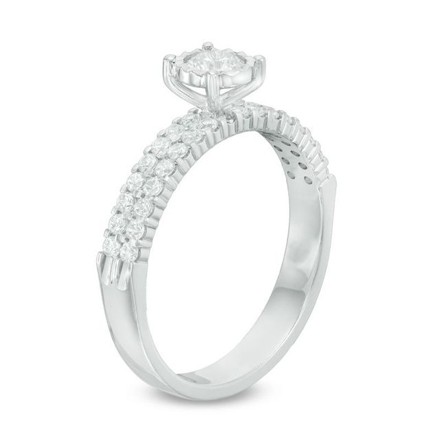 0.60 CT. T.W. Diamond Double Row Engagement Ring in 14K White Gold|Peoples Jewellers
