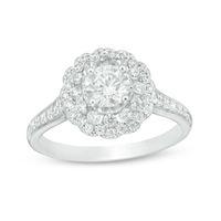 0.75 CT. T.W. Certified Canadian Diamond Flower Frame Engagement Ring in 14K White Gold (I/I2)|Peoples Jewellers