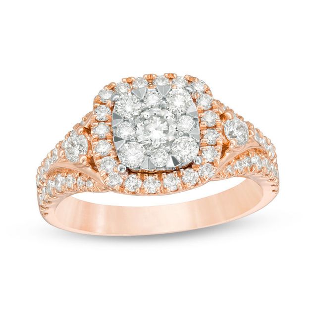 1.25 CT. T.W. Composite Diamond Cushion Frame Engagement Ring in 14K Two-Tone Gold