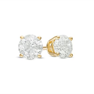 CT. T.W. Certified Diamond Solitaire Stud Earrings in 14K Gold (J/I3)|Peoples Jewellers
