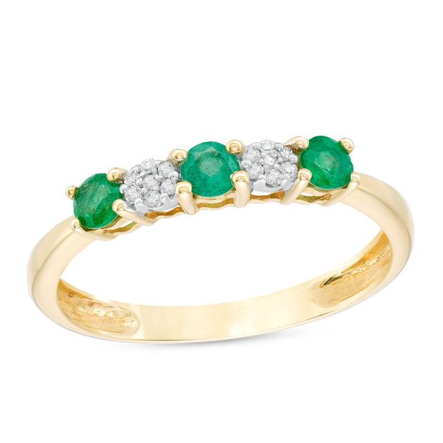 Emerald and 0.04 CT. T.W. Composite Diamond Five Stone Ring in 10K Gold