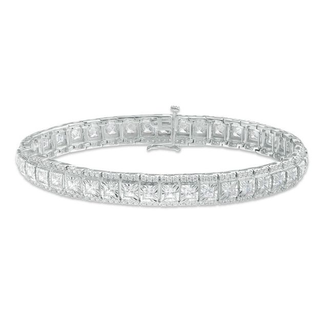 10.00 T.W. Princess-Cut and Round Diamond Bracelet in 14K White Gold - 7.5"|Peoples Jewellers