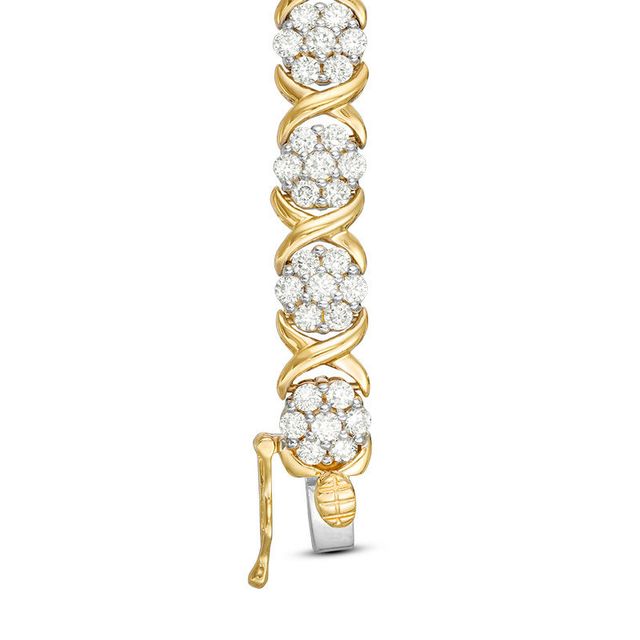 3.95 CT. T.W. Composite Diamond Flower "X" Alternating Bracelet in 10K Gold