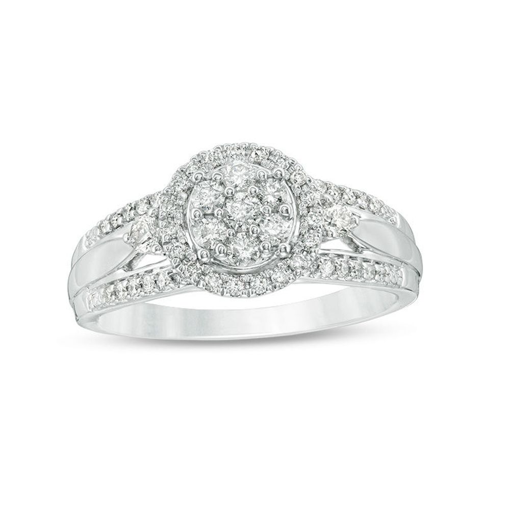 0.46 CT. T.W. Composite Diamond Frame Engagement Ring in 10K White Gold|Peoples Jewellers