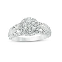 0.46 CT. T.W. Composite Diamond Frame Engagement Ring in 10K White Gold|Peoples Jewellers