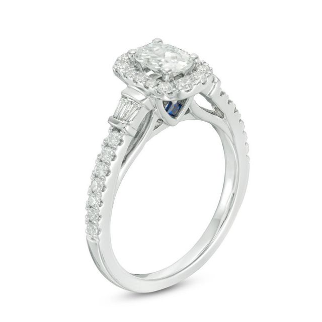 Vera Wang Love Collection 0.95 CT. T.W. Certified Oval Diamond Frame Engagement Ring in 14K White Gold (I/SI2)