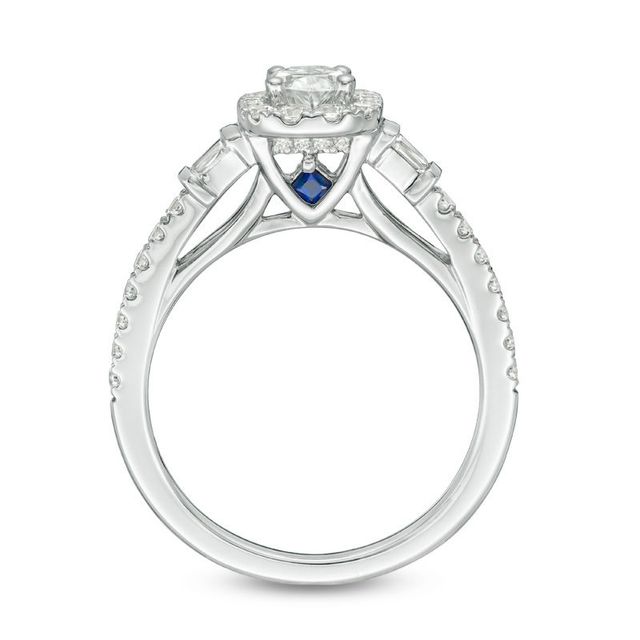Vera Wang Love Collection 0.95 CT. T.W. Certified Oval Diamond Frame Engagement Ring in 14K White Gold (I/SI2)|Peoples Jewellers