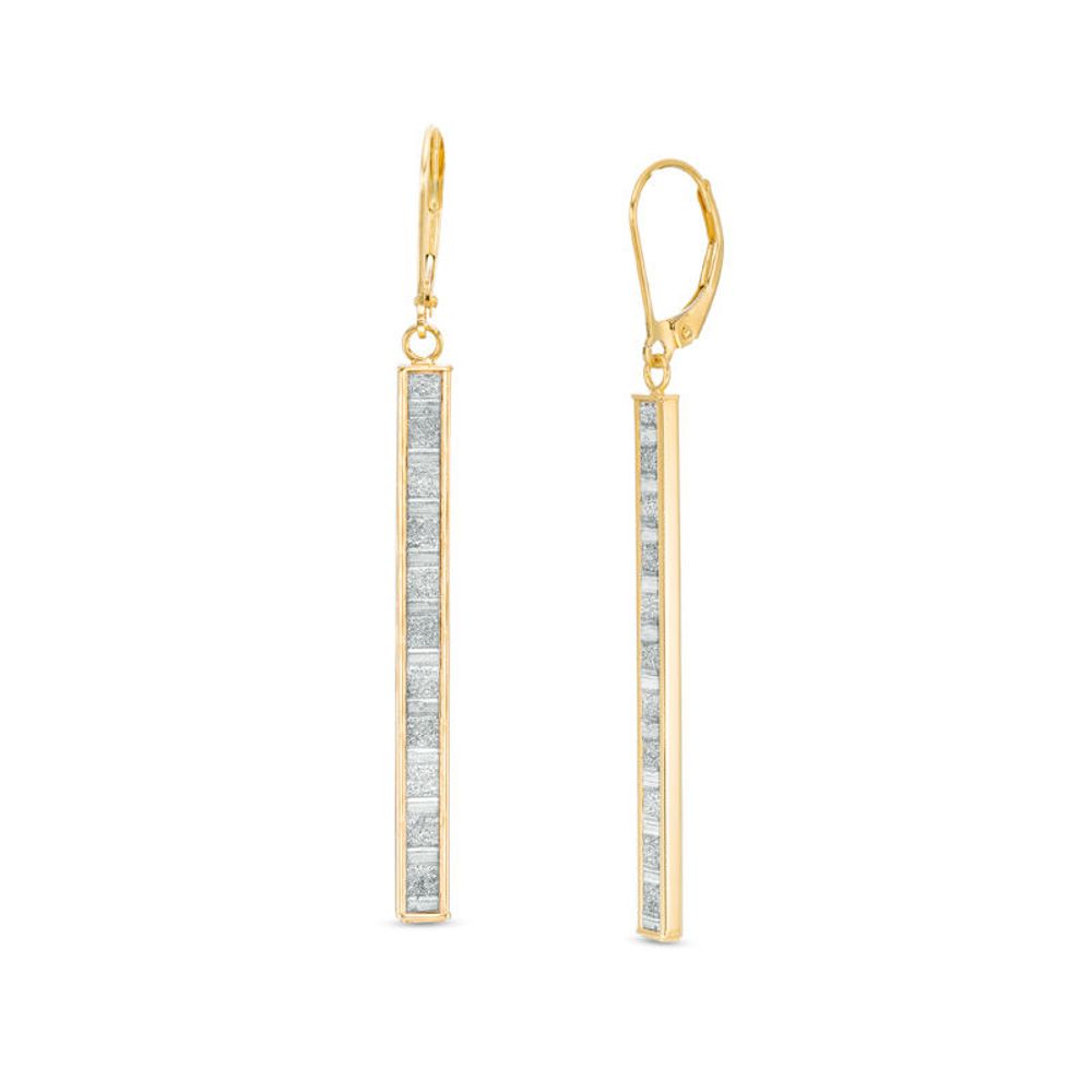 Italian Gold Glitter Enamel Striped Bar Drop Earrings in 14K Gold|Peoples Jewellers