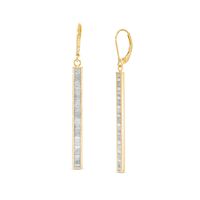 Italian Gold Glitter Enamel Striped Bar Drop Earrings in 14K Gold|Peoples Jewellers