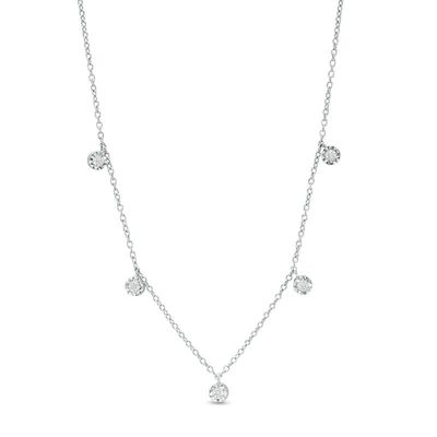 0.05 CT. T.W. Diamond Five Stone Station Necklace in Sterling Silver|Peoples Jewellers