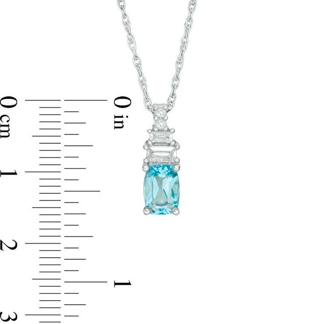 Cushion-Cut Swiss Blue Topaz and Lab-Created White Sapphire Pendant and Drop Earrings Set in Sterling Silver