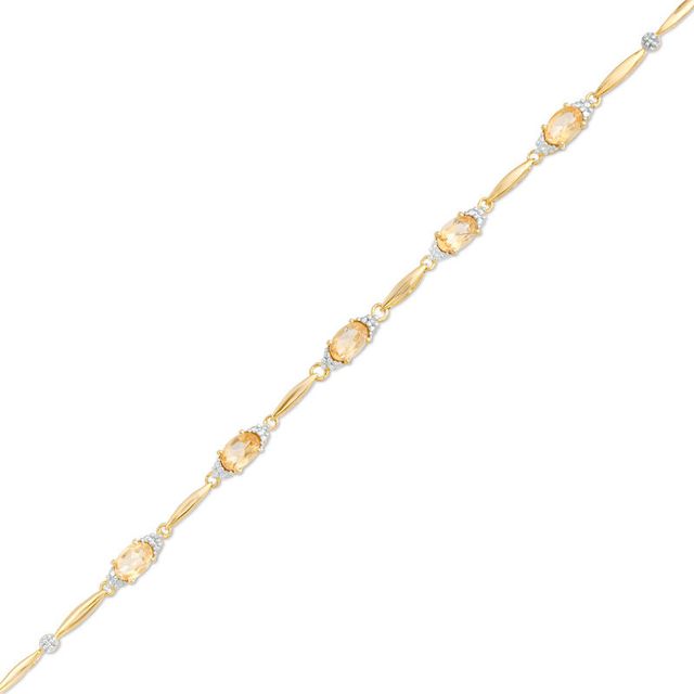 Oval Citrine and Diamond Accent Bracelet in Sterling Silver with 10K Gold Plate - 7.25"|Peoples Jewellers