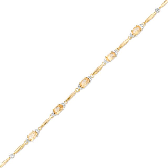 Oval Citrine and Diamond Accent Bracelet in Sterling Silver with 10K Gold Plate - 7.25"