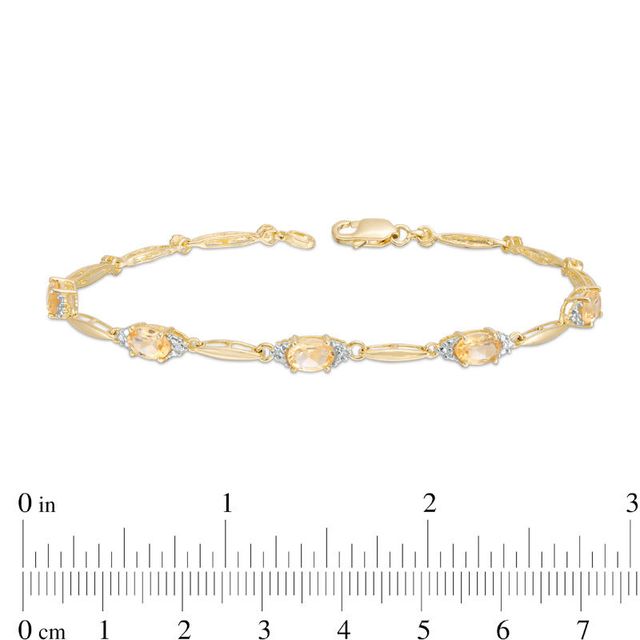 Oval Citrine and Diamond Accent Bracelet in Sterling Silver with 10K Gold Plate - 7.25"|Peoples Jewellers